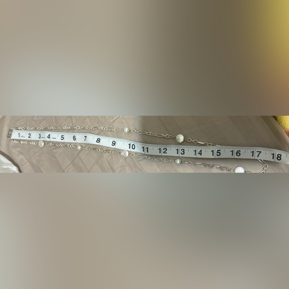 Vintage 925 sterling silver real White Pearl chain link Necklace - Picture 10 of 12